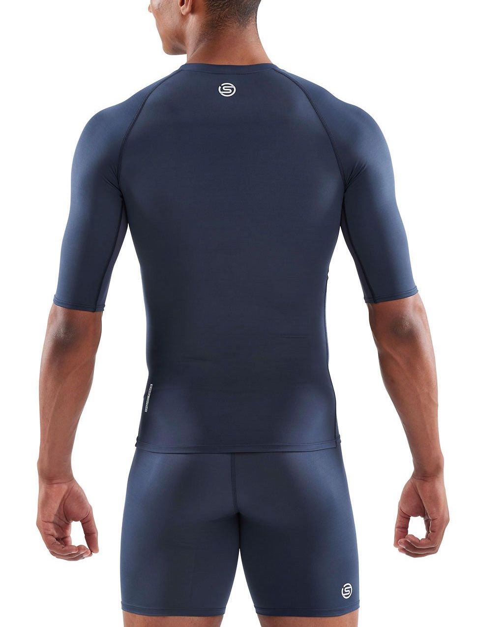 DNAmic FORCE Short Sleeve Top Navy Blue Compression Tops SKINS UK