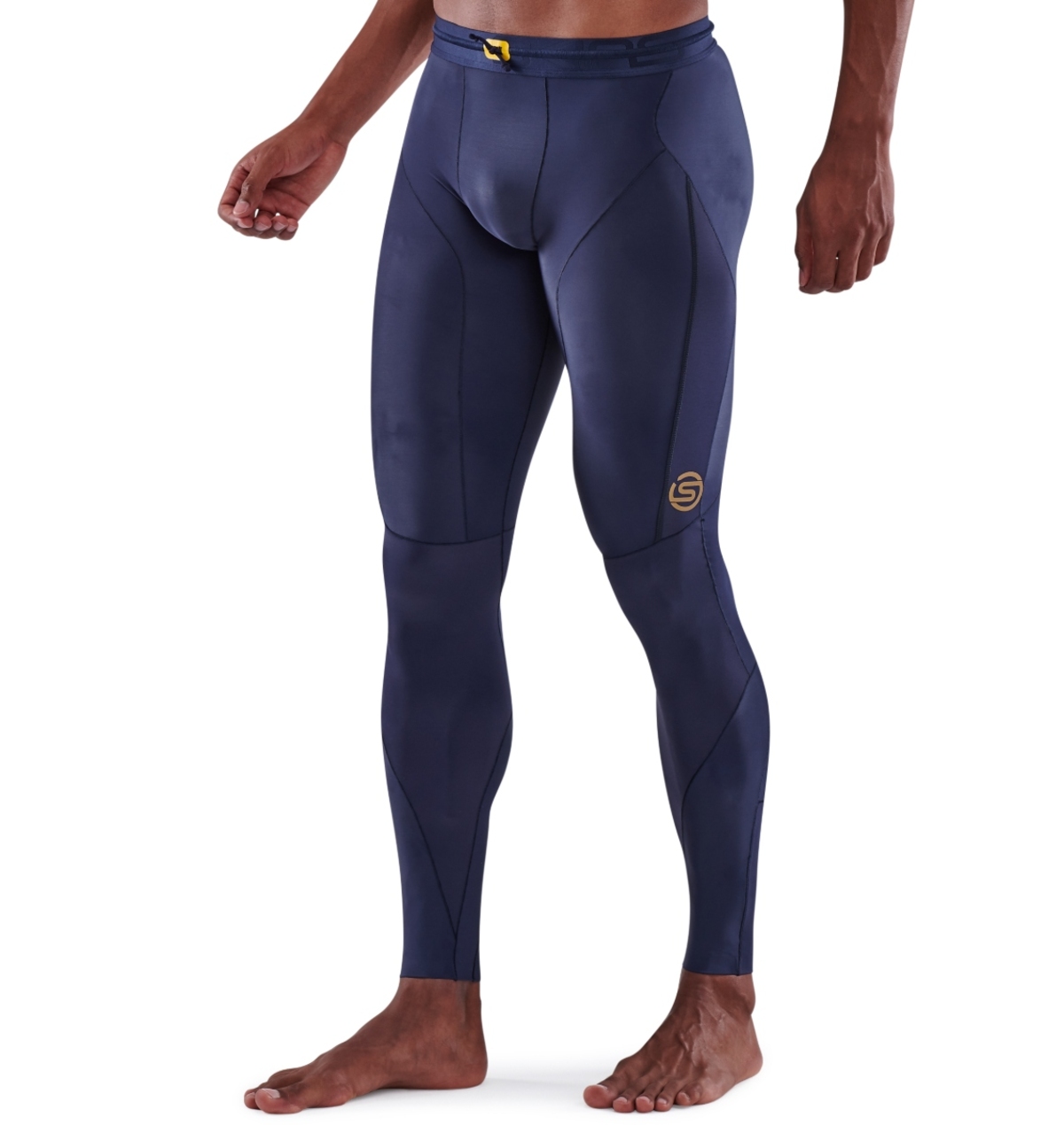 Men's SERIES5 Long Tights Navy Blue Compression Tights SKINS UK